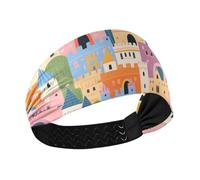 Cute Cartoon Castle Color no slip tie fascia per le donne Fascia elastica sudore per le donne per il trucco Uso quotidiano Palestra bandas para el sudor