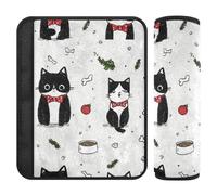 Cute Cartoon Cat Christmas Black White 2 Pack searbelt Cover Rilascio Stress al collo e alle spalle per Van forro para cinturon de segurida