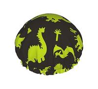 Cute Cartoon Dinosaurs Green Silhouette Pattern Pattern Cuffia da a e cuffia da bagno per donna,Cuffie da a reversibili oversize impermeabili Grandi progettate per tutte le lunghezze di ca