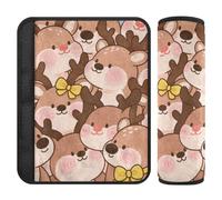 Cute Cartoon Elk Brown 2 pz seggiolino auto copertura pad protegge il collo e le spalle per la maggior parte delle auto funda para cinturón de carro