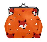 Cute Cartoon Fox Head Pattern Portamonete Vintage Pouch Buckle Clutch Bag Kiss-Lock Change Purse Chiusura Chiusura Portafogli per Donna Ragazza