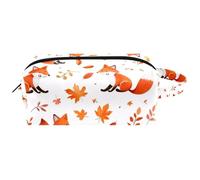 Cute Cartoon Foxes Donne Cosmetic Bag Beauty Bag, Portatile Appeso Viaggio Toiletry Bag, Cuoio Make Up Pouch Kids Pencil Case, Multicolore 03, 8.2x3.1x3.5 in/21x8x9 cm