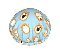 Cute Cartoon Guinea Pig Pattern Cuffia da doccia Donna Cappucci per capelli lunghi riutilizzabili con fascia elastica Doppio strato da bagno Cappello da doccia per adulti Bambini
