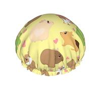 Cute Cartoon Guinea Pig Pattern Cuffie da doccia Cuffia da bagno riutilizzabile Cappello da doccia elastico da bagno Morbido impermeabile per cappucci per capelli di tutte le lunghezze di capelli
