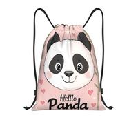 Cute Cartoon Panda Head Greeting Borsa con Cordoncino Sacca da Palestra Moda Unisex Borsa Palestra per Escursionismo Vacanze Uomo 36X42Cm