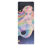 Cute Cartoon Pink Mermaid mens yoga mat per pavimento stampato, antiscivolo, asciugamano per tappetino yoga con borsa per il trasporto tapete para ejercicio 180,3x66 cm