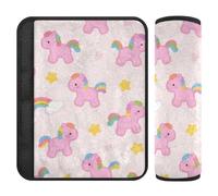 Cute Cartoon Pink Rainbow Horse 2 pz cintura di sicurezza pad protegge il collo e le spalle per la maggior parte delle auto funda para cinturón de carro