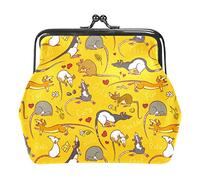Cute Cartoon Rats Yellow Mouse Denti Pattern Portamonete Portafogli Vintage Pouch Borse per regalo