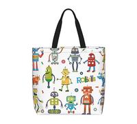 Cute Cartoon Robots Borsa Per Il Trasporto Pieghevole Borsa A Spalla Resistente Borsetta Per Donna Lavoro Casa