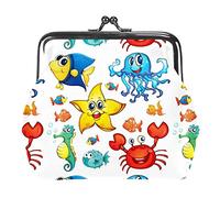 Cute Cartoon Sea Animals Portamonete Kiss Lock Borsa per il cambio Borsa per bigiotteria vintage