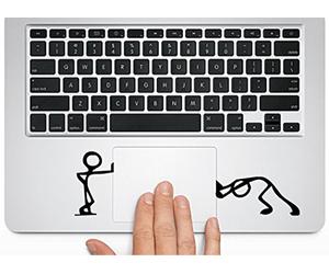 Cute Cartoon - spingendo e piedi silhouette - MacBook trackpad-laptop