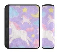 Cute Cartoon Unicorni bianchi 2 Pack cintura di sicurezza copertura rilascio stress al collo e spalle per camion Protector para cinturón de carro