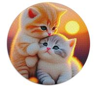 Cute Cat 1000 puzzle rotondo per adulti e bambini, geografia, regalo educativo per alleviare lo stress, per puzzle creativi, per adulti, 1000 pezzi (67,5 x 67,5 cm)