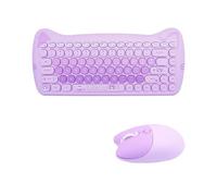 Cute Cat 2.4G USB Wireless Tastiera e Mouse Combo, Macchina da Scrivere Tasti Flessibili, Colori Candy, Compatibile con Notebook, PC (Viola -A)