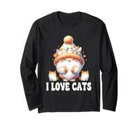 Cute Cat Accessories For Women And Girls Gnome I Love Cats Maglia a Manica