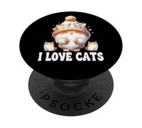 Cute Cat Accessories For Women And Girls Gnome I Love Cats PopSockets PopGrip Adesivo
