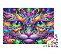 Cute Cat Adulto Puzzles 1000 Pezzi Materiale Riciclato Mandala Art Puzzle Gioco Educativo Decompressione Gioco Genitore-Bambino Props for Home 52x38cm/1000pcs