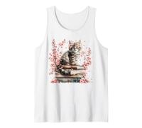 Cute Cat And Book Lover Graphic for Women Who Loves Reading Canotta