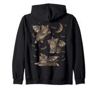 Cute Cat Bat Wing 90s Vintage Halloween Fairycore Graphic Felpa con Cappuccio