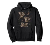 Cute Cat Bat Wing 90s Vintage Halloween Fairycore Graphic Felpa con Cappuccio