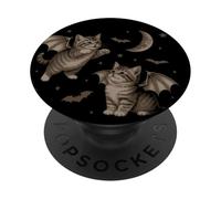 Cute Cat Bat Wing 90s Vintage Halloween Fairycore Graphic PopSockets PopGrip Adesivo