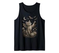 Cute Cat Bat Wings Moon Fall Vintage Fairycore Graphic Canotta