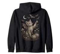 Cute Cat Bat Wings Moon Fall Vintage Fairycore Graphic Felpa con Cappuccio