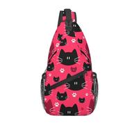 Cute Cat Blacks Face White Cat Paw Borse A Tracolla Versatile Zaino Monospalla Unisex Borsa Da Petto Per Lavoro Corsa Esterna