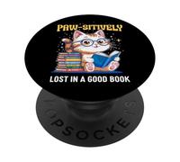 Cute Cat Book Lover Paw-sitively Reading Accessories PopSockets PopGrip Adesivo