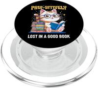 Cute Cat Book Lover Paw-sitively Reading Accessories PopSockets PopGrip per MagSafe