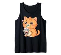 Cute Cat Bubble Tea Kawaii Anime Cats Lover Girls Canotta