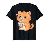 Cute Cat Bubble Tea Kawaii Anime Cats Lover Girls Maglietta