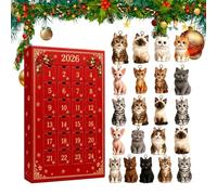 Cute Cat Christmas Countdown Calendar, 2D Acrylic 24 Days Advent Decor | Funny Animal Christmas Calendar Box for Kids Boys Girls Home Bedroom Living Room School Office