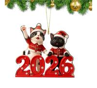 Cute Cat Christmas Tree Ornaments - 2D Christmas Ornaments, New Years Eve Decorations 2026 for Indoor Display, Metal Hanging Ornament with Hanging Hooks, Festive Decor, Festive Tokens for Balcony