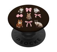 Cute Cat Coquette and Pink Bows for Cat Lovers PopSockets PopGrip Adesivo