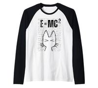 Cute Cat E=MC2 Divertente Scienza Matematica Fisica Equazioni Studente Maglia con Maniche Raglan