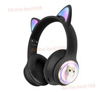 Cute Cat Ear Wireless Bluetooth Headphone Gaming Headset Earphone RGB LED Light