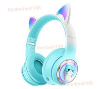 Cute Cat Ear Wireless Bluetooth Headphone Gaming Headset Earphone RGB LED Light