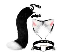 Cute Cat Ears Tail Cosplay Halloween Plush Headband Party Adulti