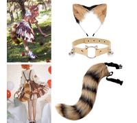 Cute Cat Ears Tail Cosplay Halloween Plush Headband Party Adulti Adulto