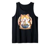 Cute Cat Eating Noodles Kawaii Cartoon Anime Food Lover Canotta