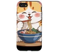 Cute Cat Eating Noodles Kawaii Cartoon Anime Food Lover Custodia per iPhone SE (2020) / 7/8