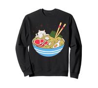 Cute Cat Eating Ramen Bowl Kawaii Food Felpa