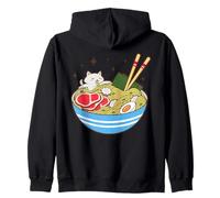 Cute Cat Eating Ramen Bowl Kawaii Food Felpa con Cappuccio