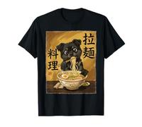 Cute Cat Eating Ramen Noodles Funny Japan Kawaii Cats Maglietta