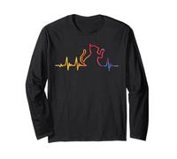 Cute Cat EKG Heartbeat Gatto Mamma Gatto Papà Gattino Amante Maglia a Manica