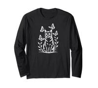 Cute Cat Eyes Kitty Flower Garden Butterfly Maglia a Manica