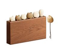 Cute Cat Fruit Forks - Stainless Steel Dessert Fork Set, 6-Piece Mini Silverware with Cat Handle Design and Wooden Holder | Stainless Steel Fruit Forks for Appetizer Cheese Cake Salad, Tableware