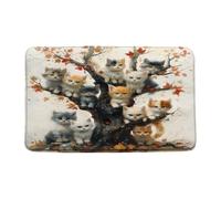 Cute Cat Funny Animal Fall Leaf Kitten Rustic Zerbino Asciugapassi Morbido Zerbino Ingresso Trappola Sporco Tappeto Entrata Per Vasca Doccia Corridoio 40X60Cm