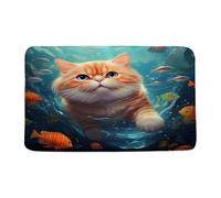 Cute Cat Funny Orange Cat Funny Nautical Ocean Underwater World Zerbino Ingresso Morbido Tappeto Entrata Asciugatura Rapida Tappeti Da Bagno Per Esterno Corridoio Interno 40X60Cm